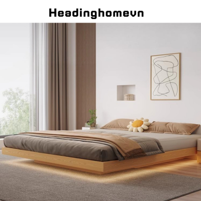 Giường Ngủ Gỗ Thiết Kế Hiện Đại Kết Hợp Đèn Led- HH203