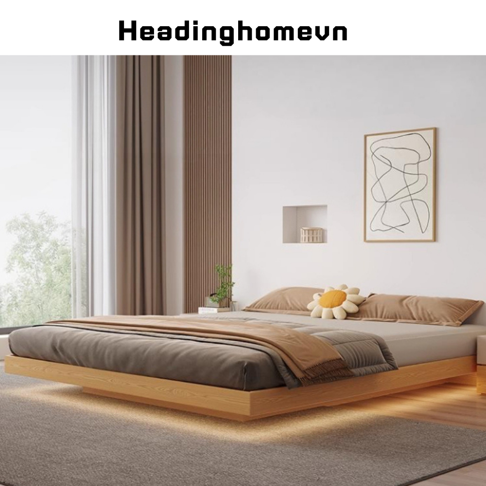 Giường Ngủ Gỗ Thiết Kế Hiện Đại Kết Hợp Đèn Led- HH203