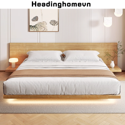 Giường Ngủ Gỗ Giấu Chân Phong Cách Có Đèn Led - HH202