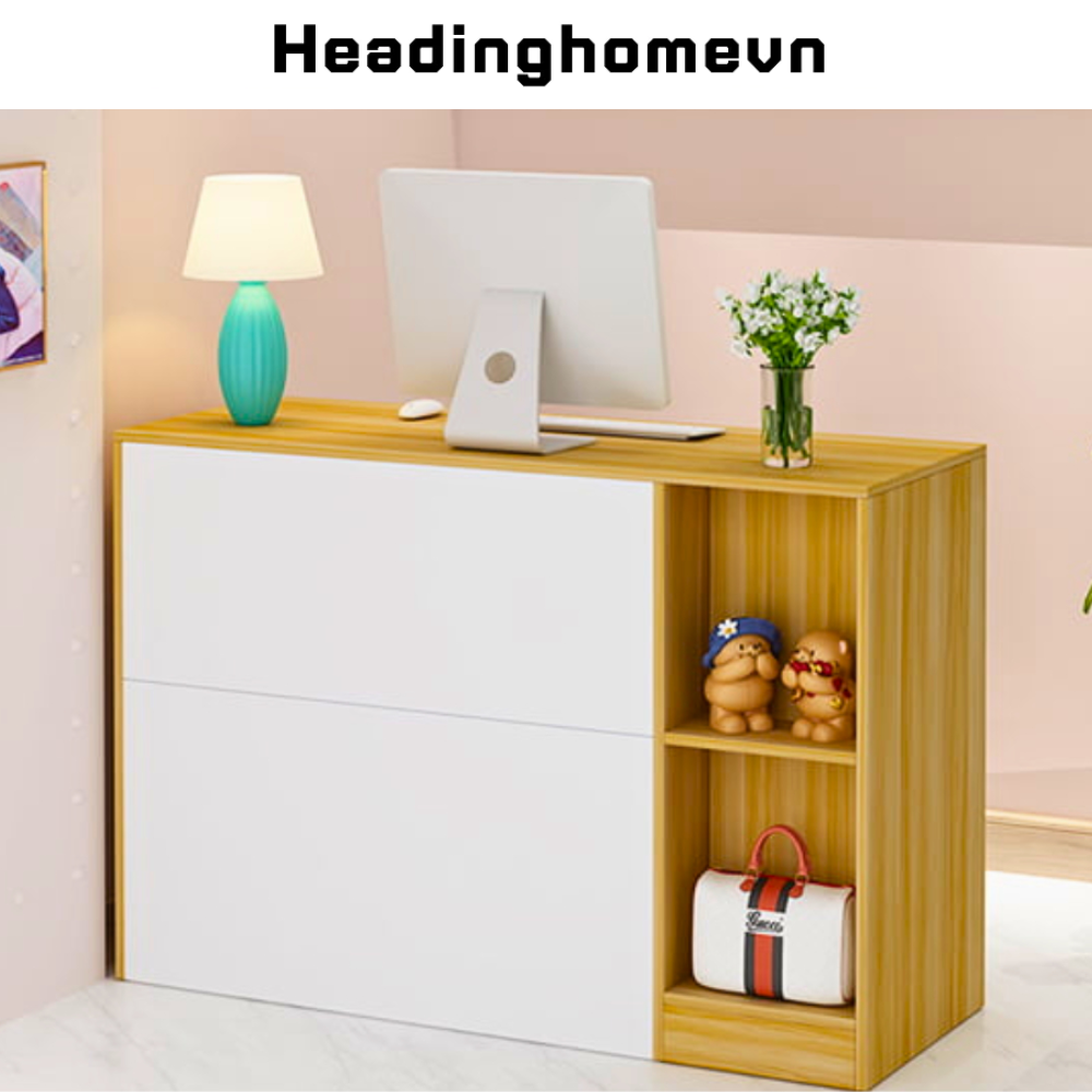 Bàn quầy lễ tân hiện đại bằng gỗ thiết kế tiện dụng HB201