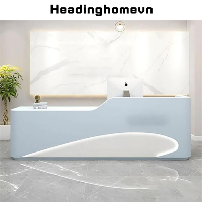 Quầy lễ tân đẹp bề mặt phun sơn kiểu dáng mềm mại tích hợp đèn led HB230