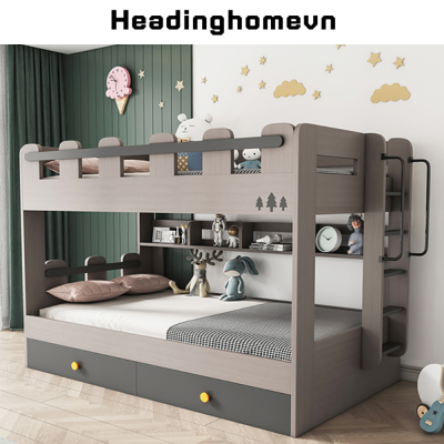 Giường 2 tầng cho bé bằng gỗ công nghiệp MDF xanh chống ẩm - HH1204