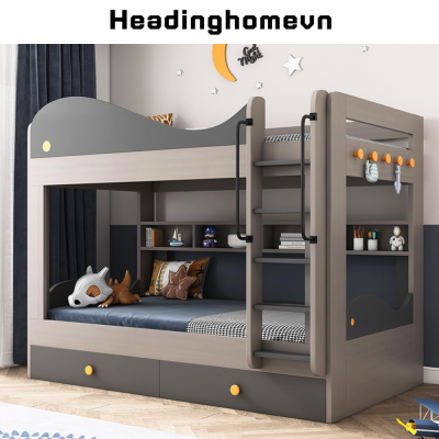 Giường tầng trẻ em bền đẹp chắc chắn, gỗ MDF xanh cao cấp chịu tải lớn - HH1203