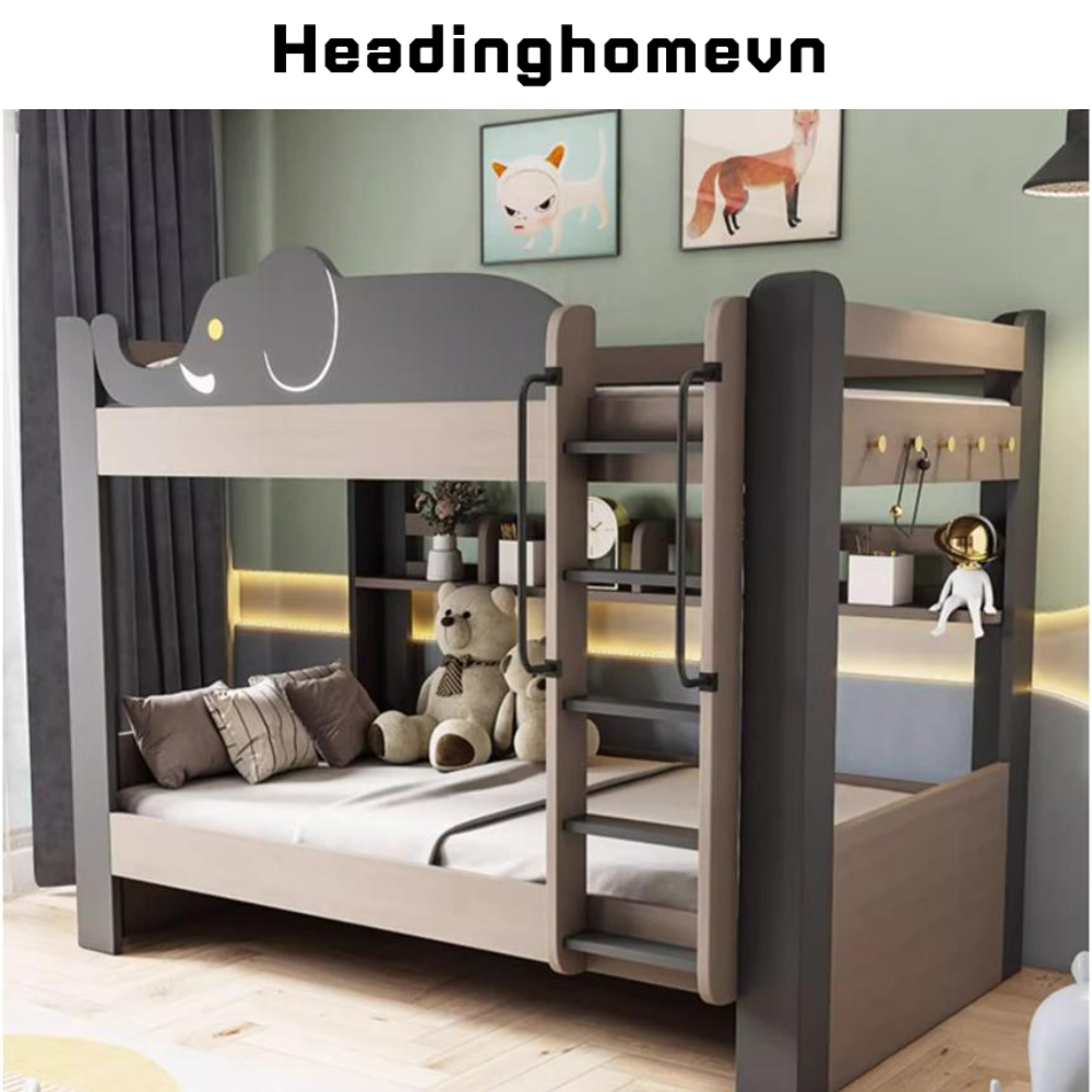 Giường tầng trẻ em họa tiết hình con voi dễ thương - HH1201