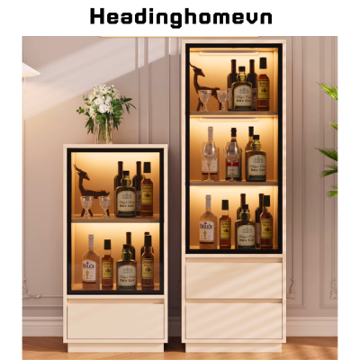 Tủ rượu phòng khách nhỏ trưng bày cánh kính kính mini mới sang trọng, tinh tế - HH508