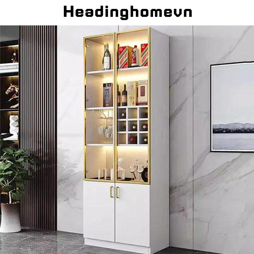 Mẫu tủ rượu kính cường lực đẹp khung nhôm dày dặn sang trọng - HH503