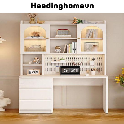 Bàn học,bàn làm việc có giá sách thiết kế mới cánh kính hiện đại - HH808