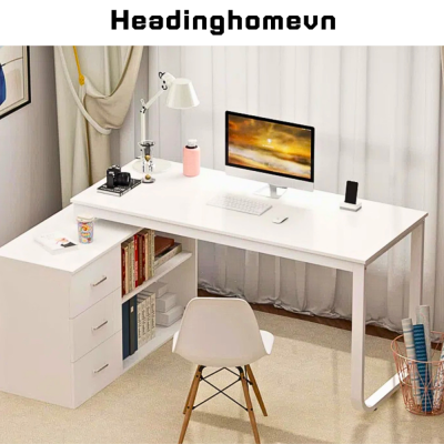 Bàn Làm Việc Chân Sắt Mặt Gỗ Đẹp Có Thể Tùy Chỉnh Hướng Theo Góc Làm Việc - HH801