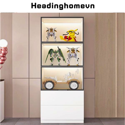 Tủ kệ trưng bày mô hình lego, mô hình đồ chơi kết hợp đèn led HH322