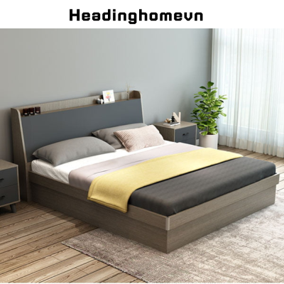 Giường ngủ gỗ MDF thiết kế sang trọng hiện đại đầu giường nghiêng 95 độ - HH210