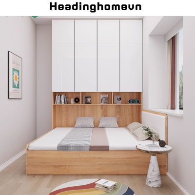 Giường ngủ tích hợp cho căn phòng nhỏ kết hợp không gian lưu trữ lớn - HH211