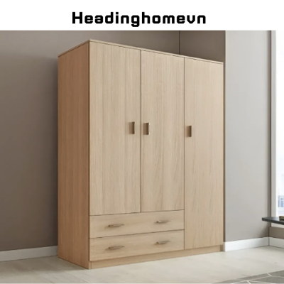 Tủ Áo 2 Cánh Mở Có Ngăn Kéo Nhỏ Gọn Tiện Dụng Làm Từ Gỗ Công Nghiệp MDF - HH401