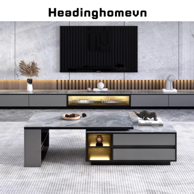 Bàn trà, bàn sofa gỗ MDF mặt bàn gỗ vân đá hiện đại - HH905