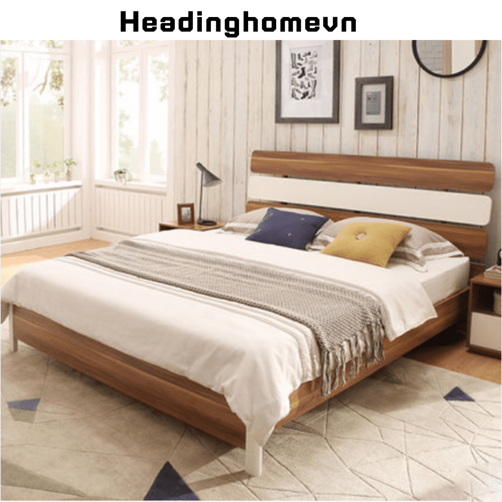Giường ngủ gỗ công nghiệp chân sơn tĩnh điện thiết kế đẹp - HH213