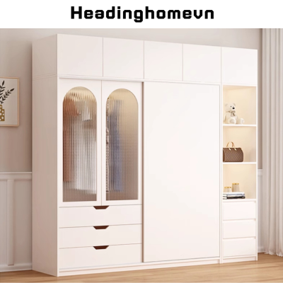 Tủ quần áo gỗ MDF cửa lùa hiện đại cho không gian phòng ngủ sang trọng - HH407