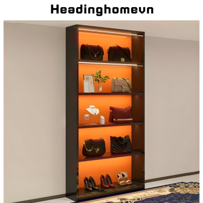 Tủ kệ trưng bày túi xách đơn giản đẹp mắt có đèn led HB302