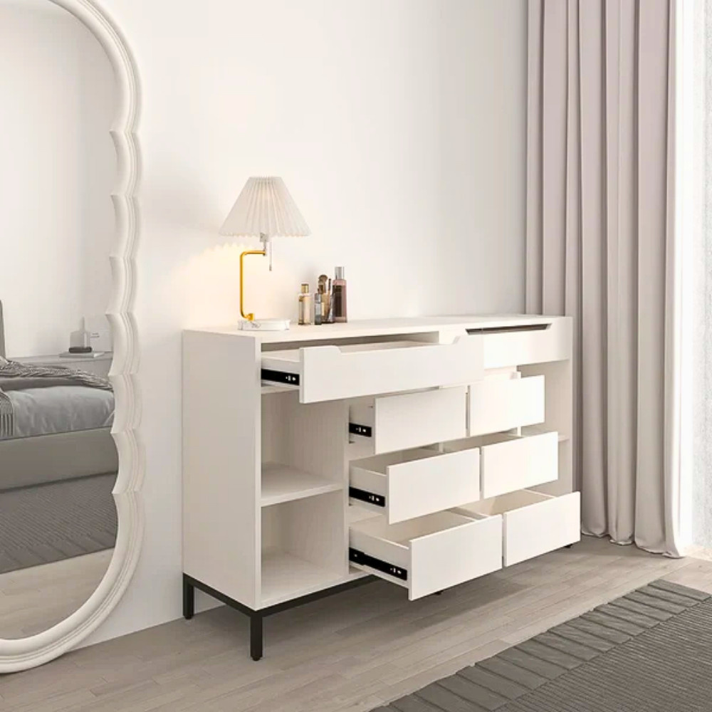 Tủ Để Đồ Rộng 6 Ngăn Kéo Màu Trắng Hiện Đại Có Gương Kết Hợp - HH703 - Ảnh 2