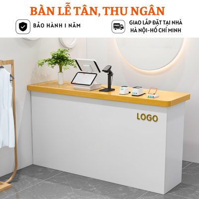 Bàn quầy lễ tân hiện đại bằng gỗ công nghiệp HB202