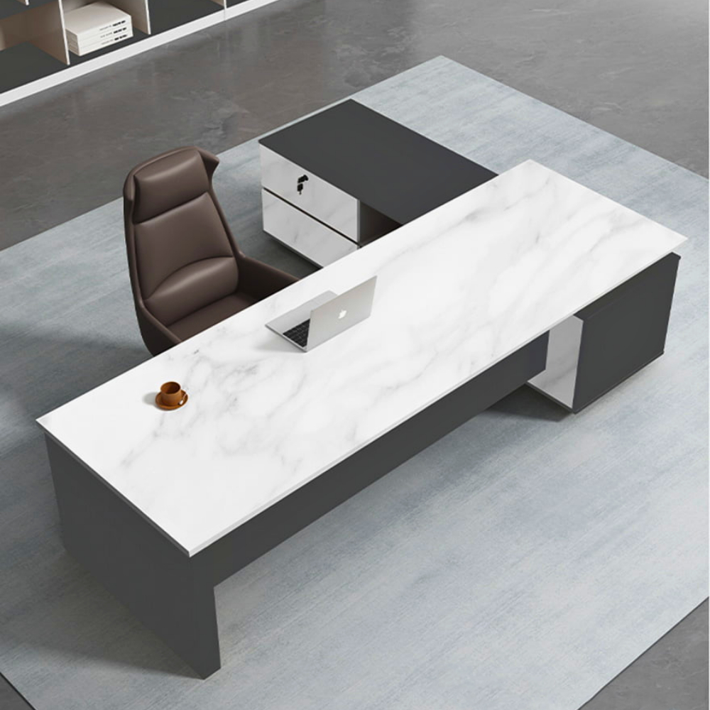 Bàn làm việc lãnh đạo chữ L bằng gỗ MDF chất lượng cao HB307 - Ảnh 2