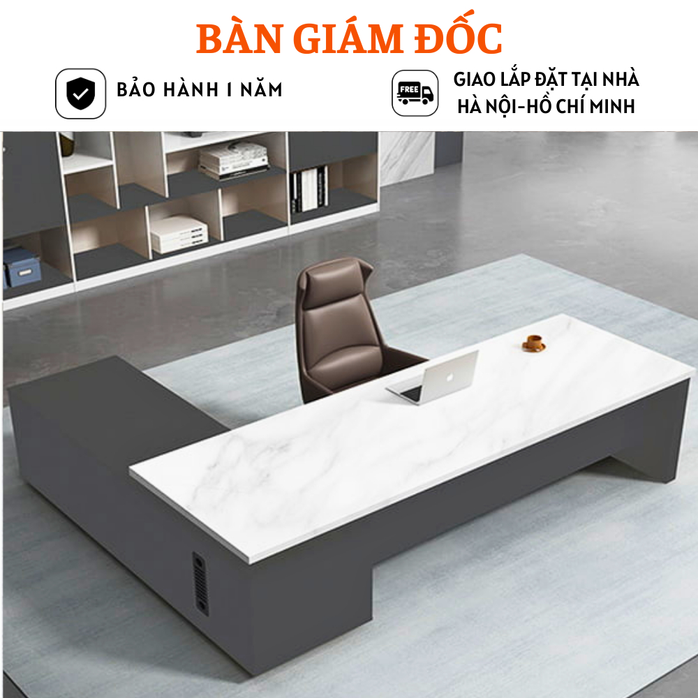 Bàn làm việc lãnh đạo chữ L bằng gỗ MDF chất lượng cao HB307