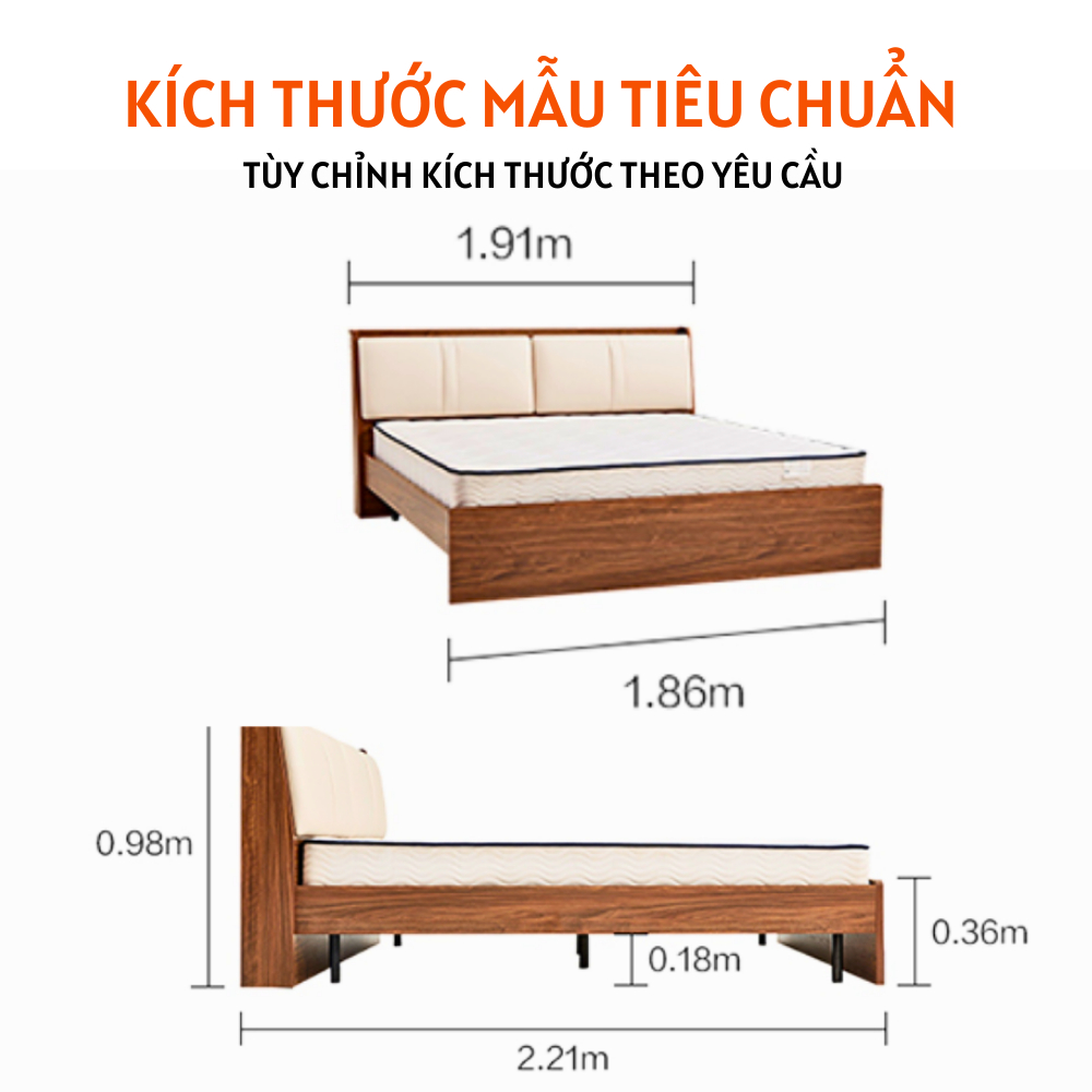 Giường gỗ đẹp phong cách hiện đại - HH221 - Ảnh 4