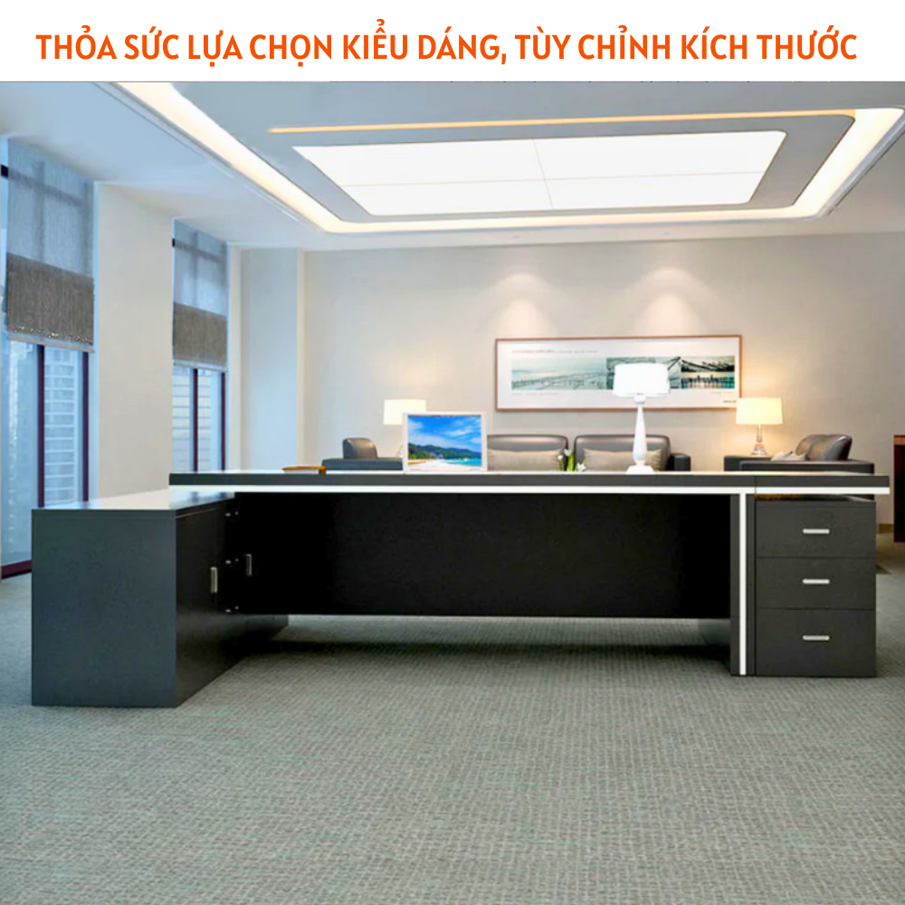Bàn làm việc, bàn giám đốc bằng gỗ MDF cao cấp kiểu dáng hiện đại HB322 - Ảnh 3