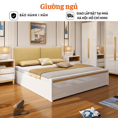 Giường ngủ hiện đại gỗ công nghiệp MDF chống ẩm phun sơn thiết kế đẹp - HH230