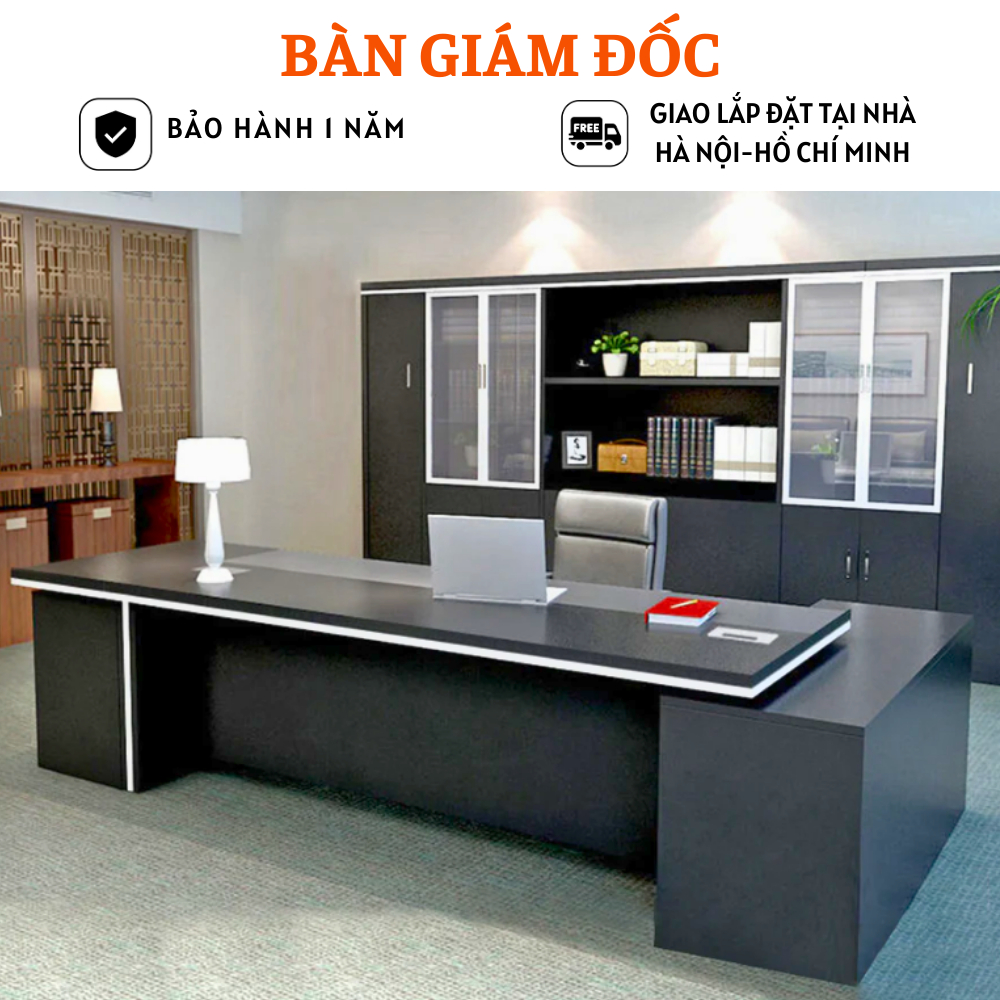 Bàn làm việc, bàn giám đốc bằng gỗ MDF cao cấp kiểu dáng hiện đại HB322