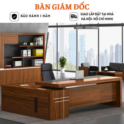 Bàn giám đốc đẹp thiết kế kiểu chữ L tiện lợi HB319