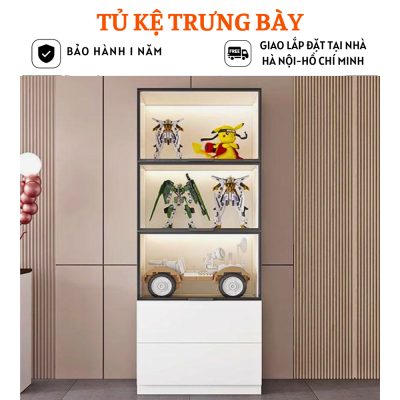 Tủ kệ trưng bày mô hình lego, mô hình đồ chơi kết hợp đèn led HH322