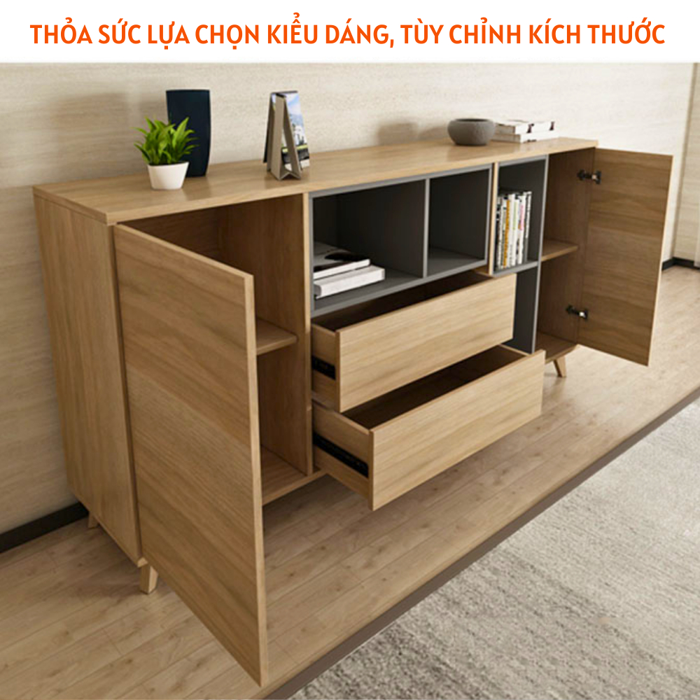 Tủ gỗ công nghiệp thiết kế sang trọng để tối ưu không gian để đồ phòng khách, phòng ngủ HH725 - Ảnh 3