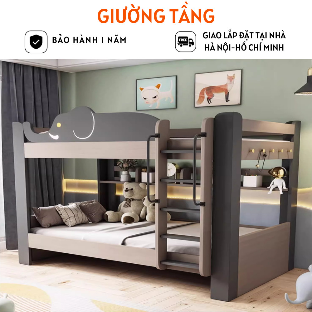 Giường tầng trẻ em họa tiết hình con voi dễ thương - HH1201