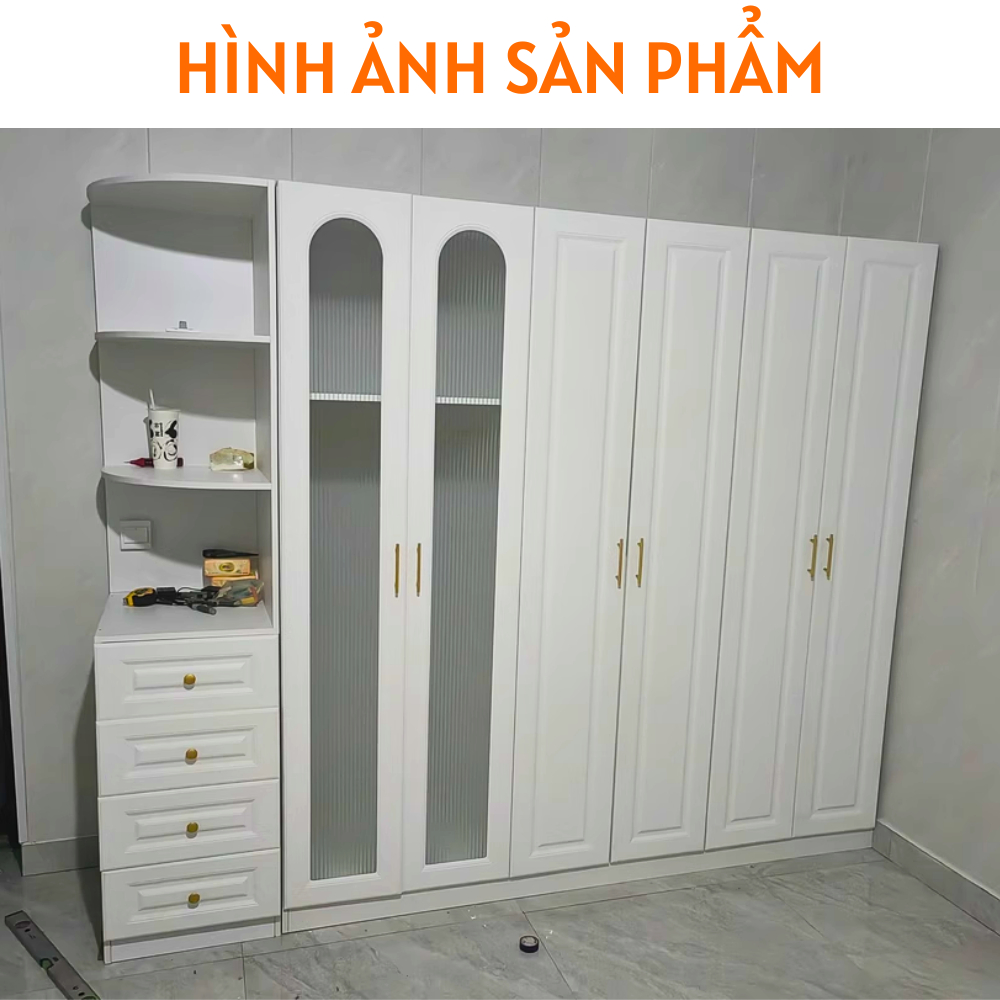 Tủ quần áo cửa kính khung gỗ phun sơn màu sắc trang nhã - HH417 - Ảnh 5