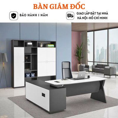 Bàn lãnh đạo chữ L thiết kế đa năng, kiểu dáng sang trọng HB317