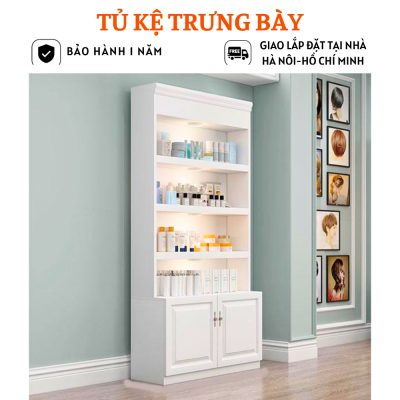 Tủ trưng bày, tủ bán hàng mỹ phẩm bằng gỗ MDF kết hợp đèn led HB310