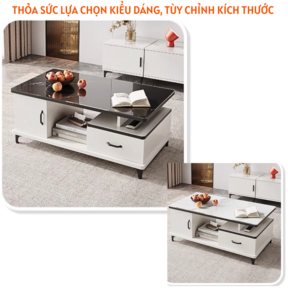 Bàn trà, bàn sofa gỗ công nghiệp MDF kết hợp mặt đá nhân tạo - HH902 - Ảnh 3