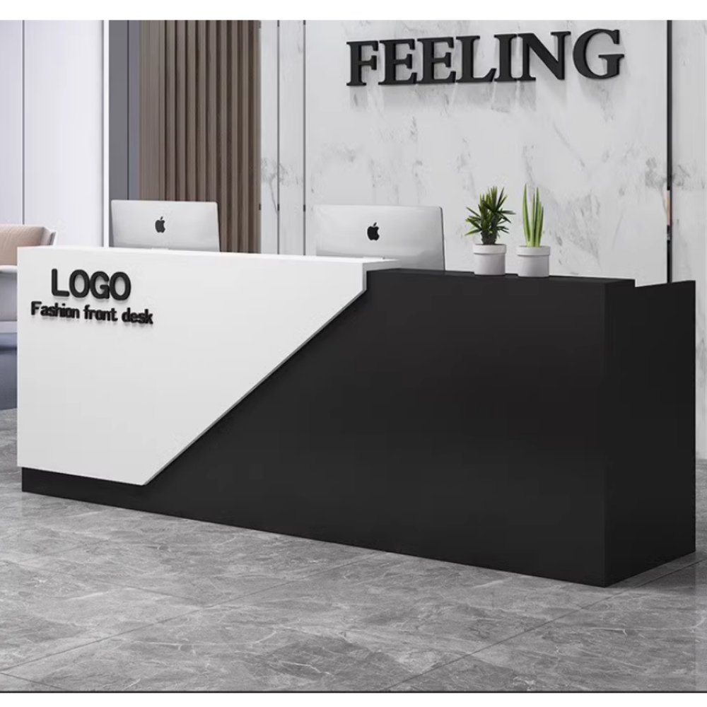 Bàn lễ tân sang trọng gỗ MDF thiết kễ góc chữ L tiện dụng tích hợp đèn led sang trọng - HB210 - Ảnh 2