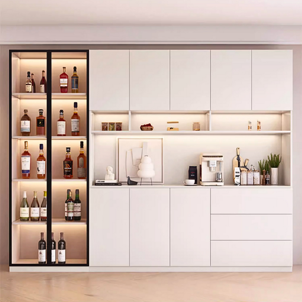 Tủ để đồ,tủ bếp thiết kế mới kết hợp cánh kính cường lực khung nhôm sang trọng - HH708 - Ảnh 2