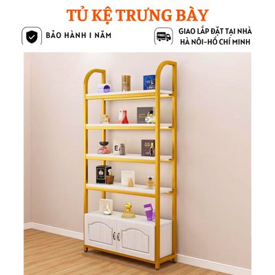 Tủ trưng bày sản phẩm bằng gỗ MDF kết hợp khung sắt cao cấp HB306