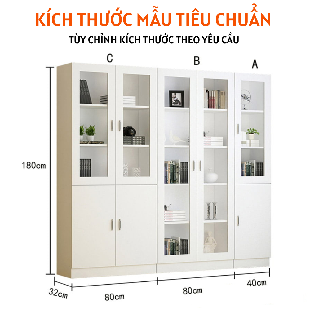 Tủ lưu trữ tài liệu văn phòng kích thước lớn, dáng cao bằng gỗ HB407 - Ảnh 4