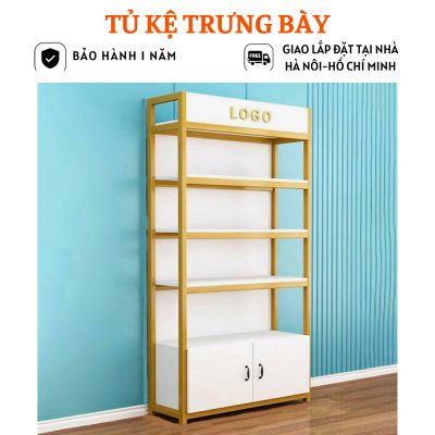 Kệ tủ trưng bày sản phẩm thiết kế mới, kết hợp gỗ MDF và khung sắc chắc chắn HB305