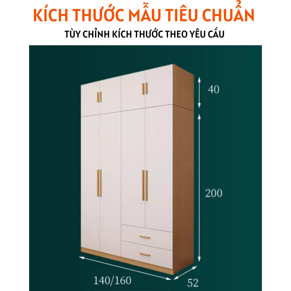 Tủ để quần áo bằng gỗ công nghiệp MDF - HH414 - Ảnh 4