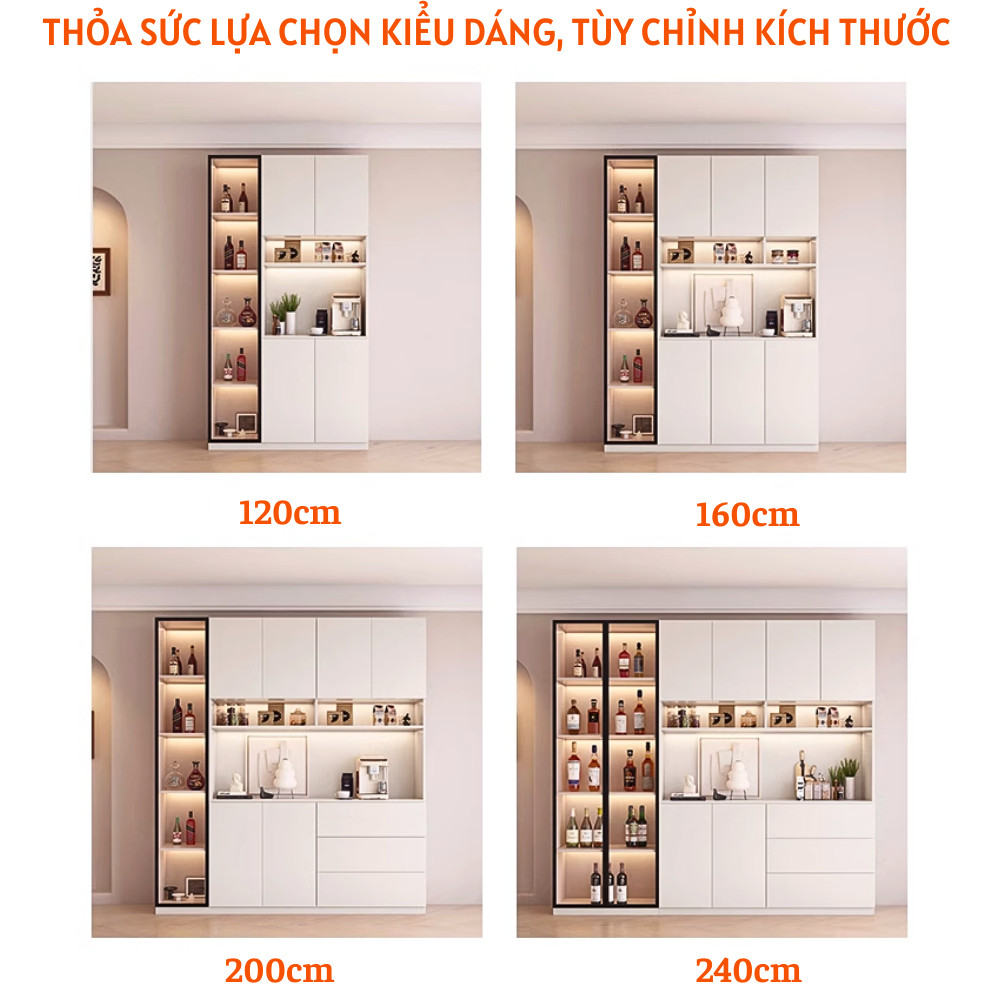 Tủ để đồ,tủ bếp thiết kế mới kết hợp cánh kính cường lực khung nhôm sang trọng - HH708 - Ảnh 3