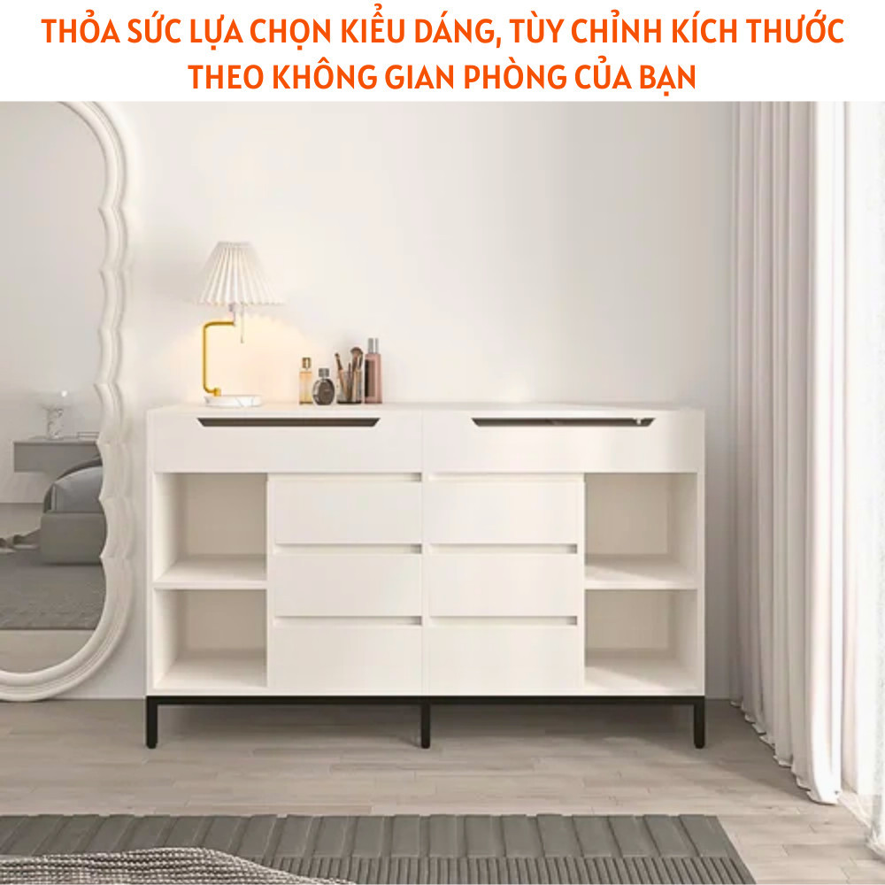 Tủ Để Đồ Rộng 6 Ngăn Kéo Màu Trắng Hiện Đại Có Gương Kết Hợp - HH703 - Ảnh 3