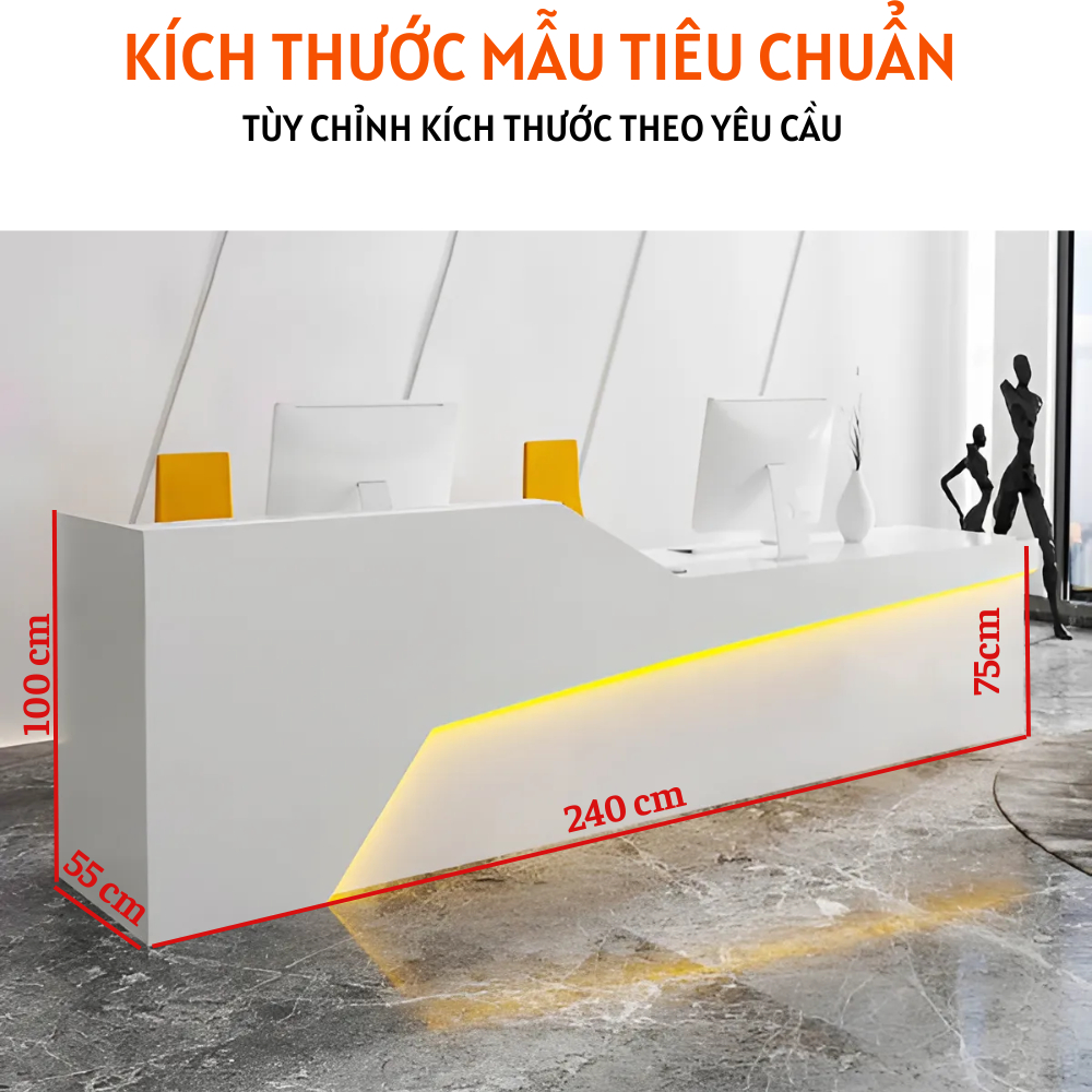 Bàn quầy lễ tân kiểu dáng sang trọng kết hợp đèn led HB235 - Ảnh 4