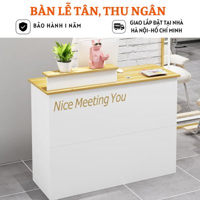 Bàn quầy lễ tân nhỏ gọn bằng gỗ công nghiệp HB203