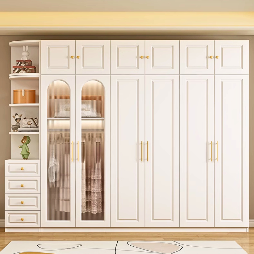 Tủ quần áo cửa kính khung gỗ phun sơn màu sắc trang nhã - HH417 - Ảnh 2