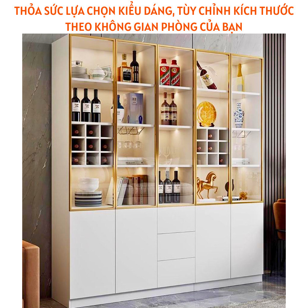 Mẫu tủ rượu kính cường lực đẹp khung nhôm dày dặn sang trọng - HH503 - Ảnh 3