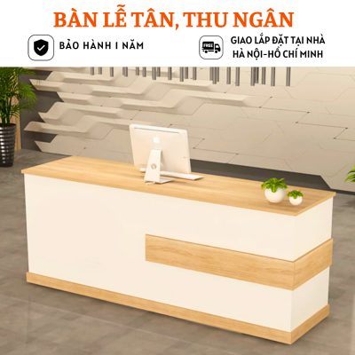 Bàn quầy lễ tân gỗ công nghiệp thiết kế hiện đại HB212