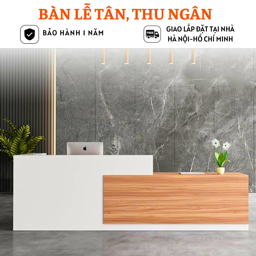 Bàn lễ tân gỗ MDF kiểu dáng đơn giản hiện đại - HB218